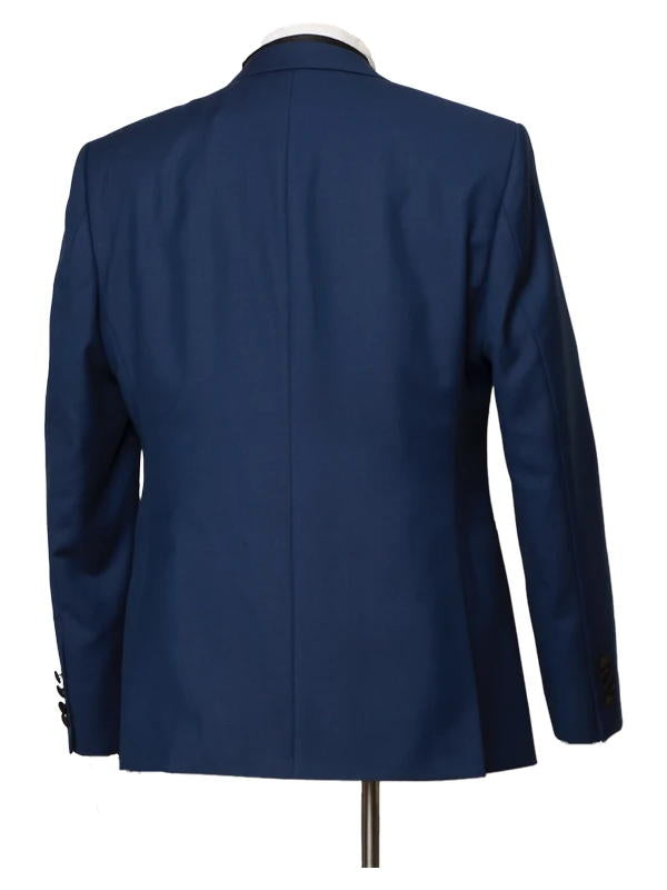 Men's Navy Blue with Satin Black Peak Lapel 3 Piece Suit