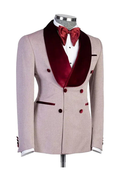 Pink Double Breasted 2-piece Tuxedo for Prom