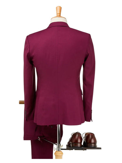 Burgundy Elegant Peak Lapel Wedding Suit