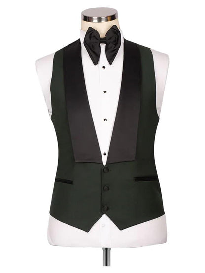 Classic Green with Black Lapel 3 Pieces Slim Fit Prom Men Suits