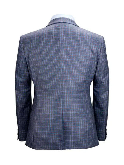 Grey 3 Piece 	 Bespoke Plaid Notched Lapel Fitted Suits