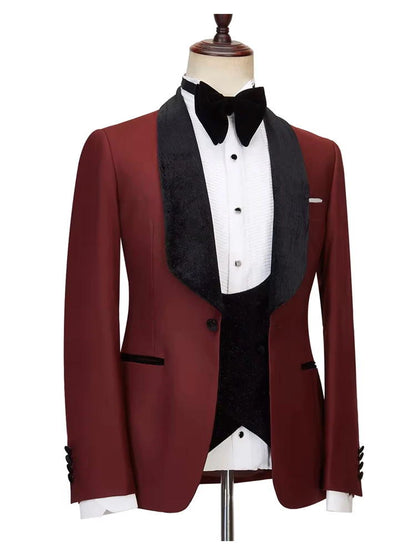 Men's Burgundy Formal Wedding Suit Tuxedos