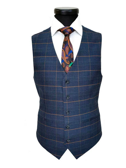 Grey 3 Piece Classic Slim Fit Grey Plaid Suit