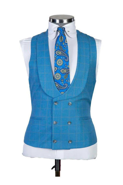Windowpane Peak Lapel Single-breasted Suit