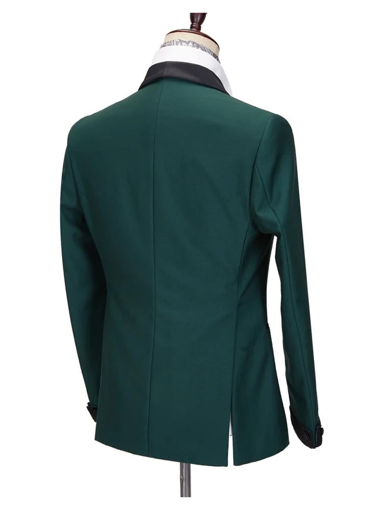 Green Double Breasted Shawl Lapel Slim Fit Wedding Tuxedo 2 Piece Suit