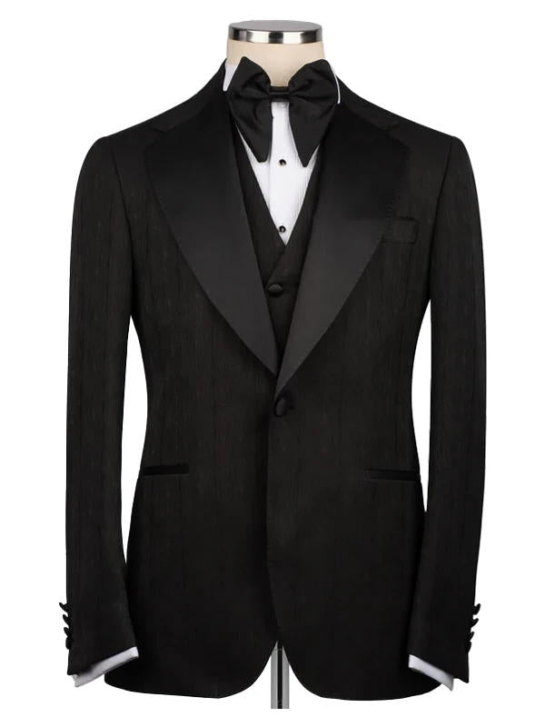 Modern Black Notch Lapel Men’s Suit