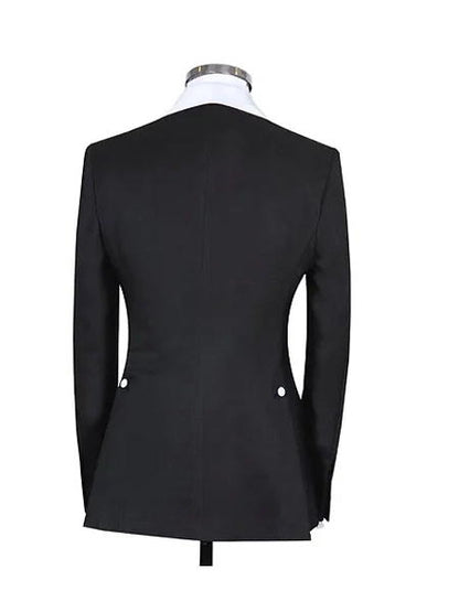 Black Wedding Suit For Groom With White Shawl Lapel