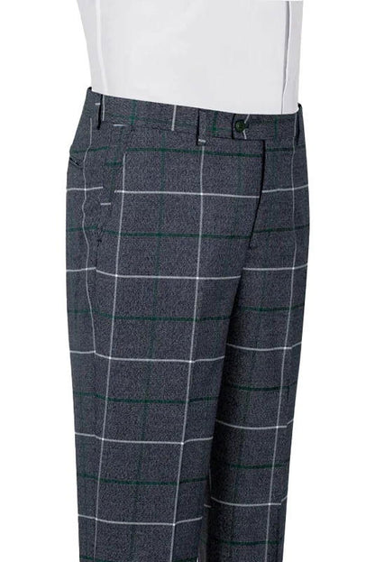 Grey 2 Piece Plaid One Button Suit