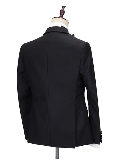 Black Peak Lapel 3 Piece Prom Suit