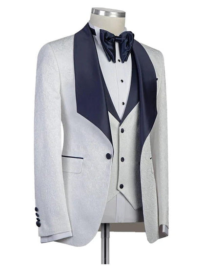 White Shawl Lapel Wedding Groom Tuxedo