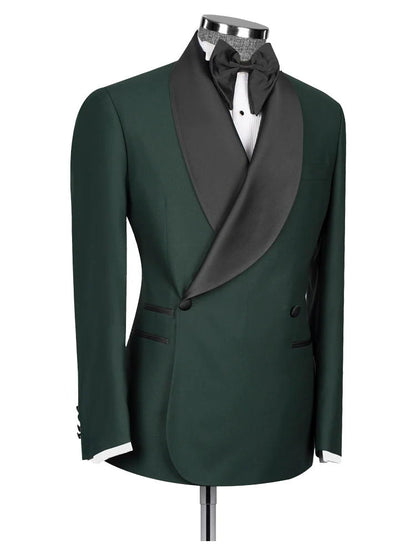 Green Shawl Lapel Double Breasted Wedding Suits