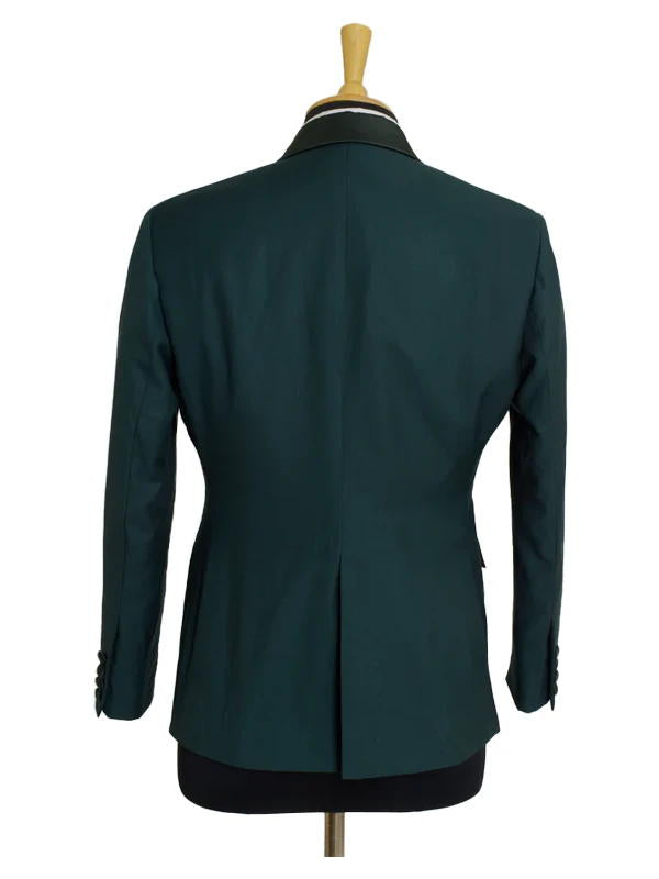 Green Single Breasted Satin Peak Lapel Prom Suit