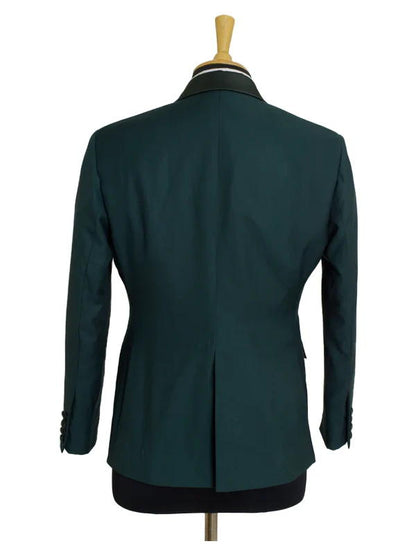 Green Single Breasted Satin Peak Lapel Prom Suit