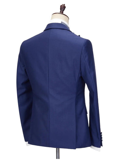 Blue Peak Lapel 3 Piece Prom Suit