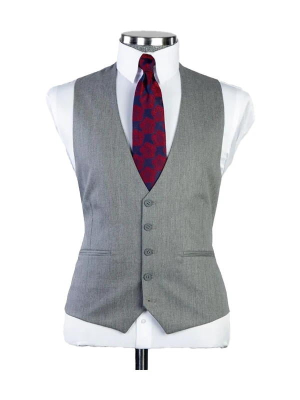 Gray 3 Piece Classic Peak Lapel Suit