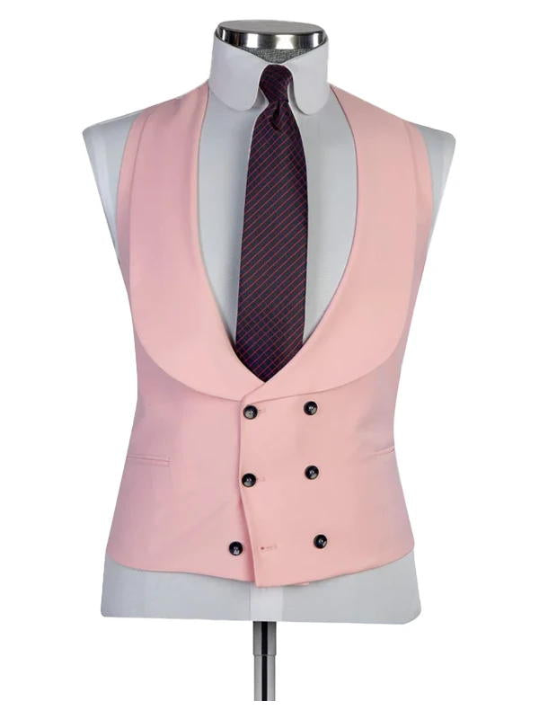 Light Pink Peaked Lapel 3 Pieces Men Suits