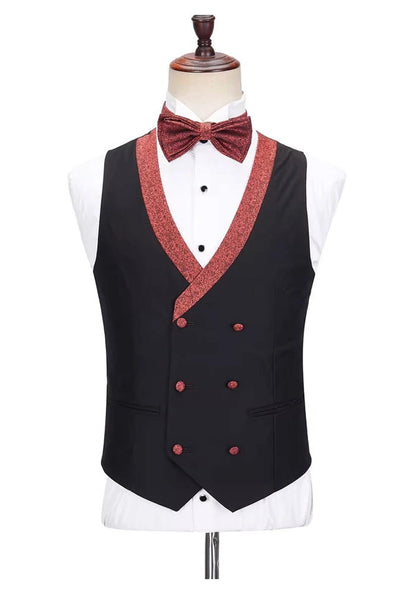 Black Peak Lapel 3 Piece Prom Suit