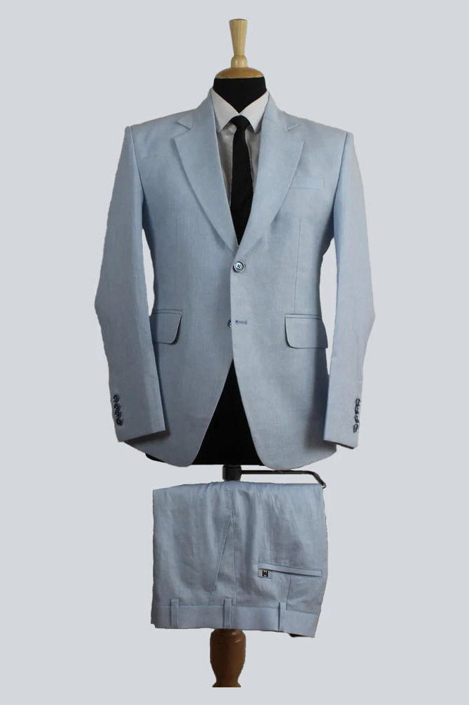 Light Blue Notch Lapel Single Breasted Suit