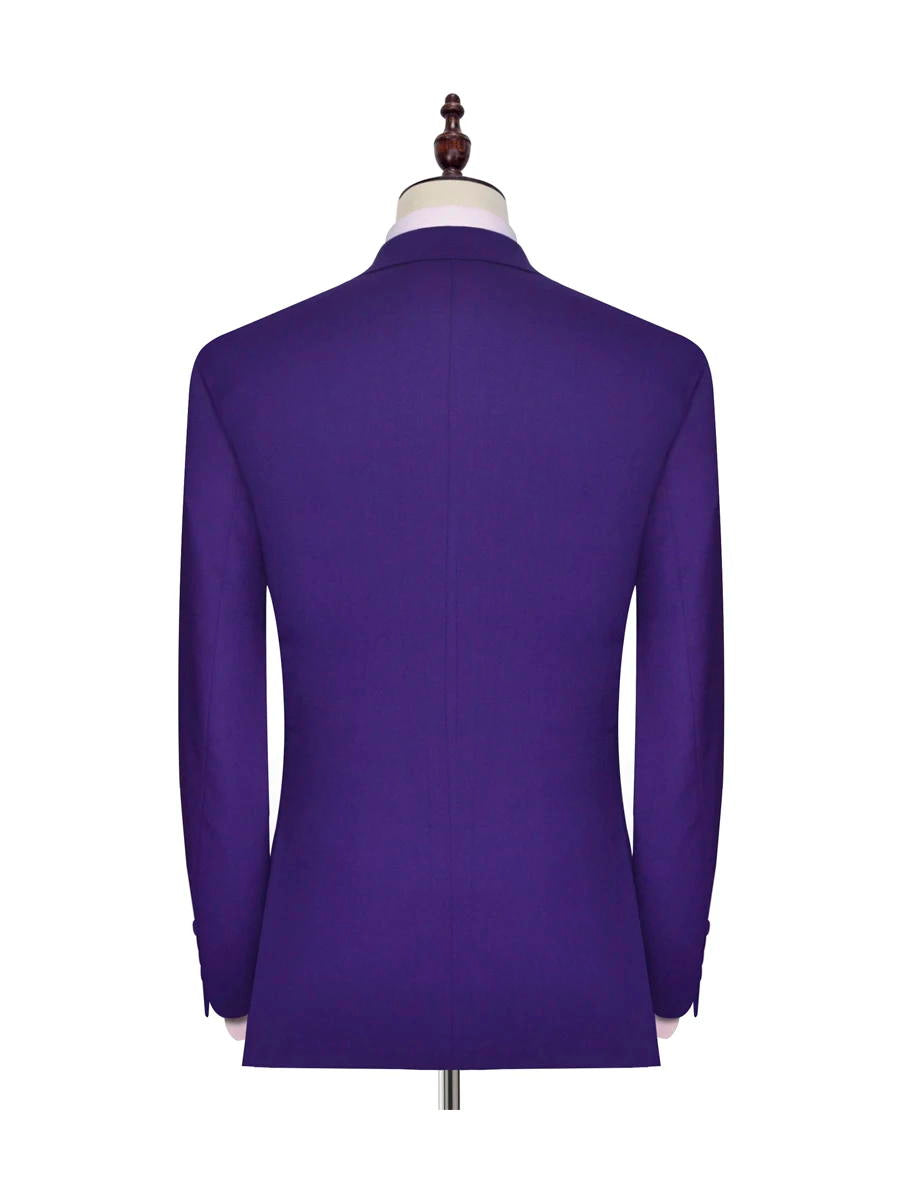 Purple Wedding Tuxedos Black Peak Lapel 3 Piece Suit