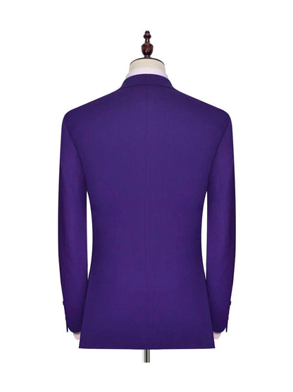 Purple Wedding Tuxedos Black Peak Lapel 3 Piece Suit