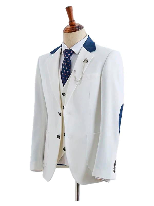 White Notch Lapel Prom Single Breasted 3 Piece Suit