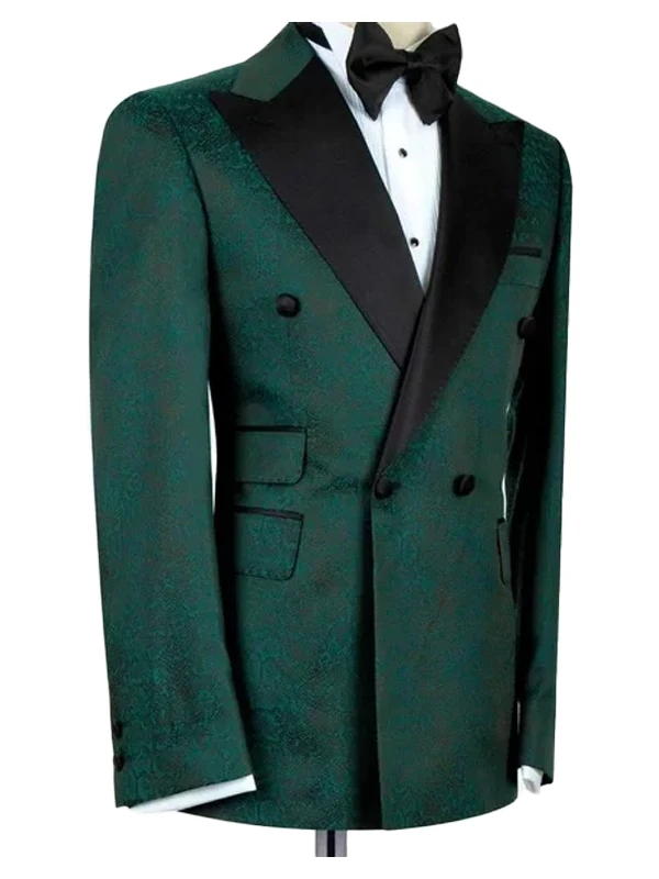 Green Jacquard Double Breasted Tuxedo