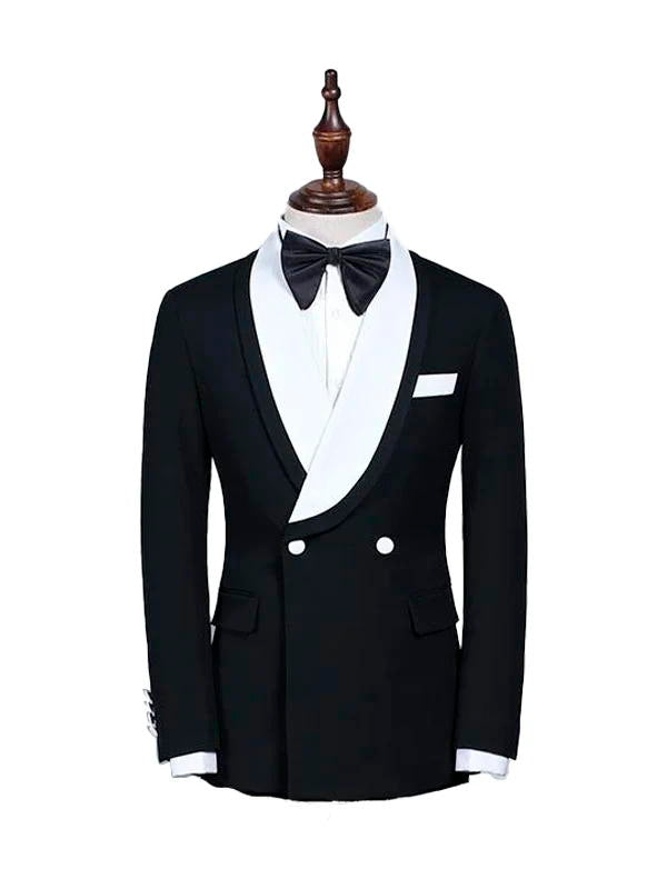 Black & White Slim Fit Wedding Suit For Grooms