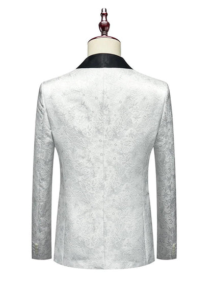 White Jacquard Shawl Lapel 3 Pieces Prom Men’s Suits