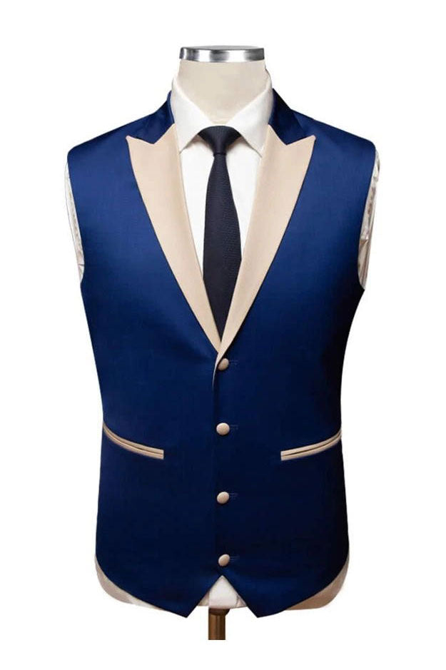 Khaki Party 3 Piece Suit with Blue Notch Lapel
