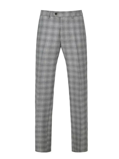 Grey 3 Piece Slim Fit Elegant Plaid Suit