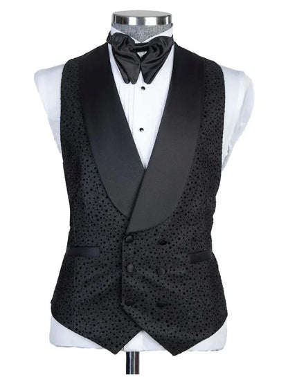 Black Shawl Lapel Men'a 3 Piece Suits