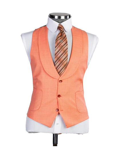 Orange 3 Piece Peak Lapel Single Breasted Suit