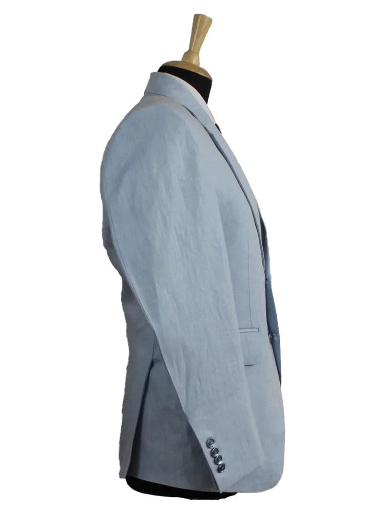 Light Blue Notch Lapel Single Breasted Suit