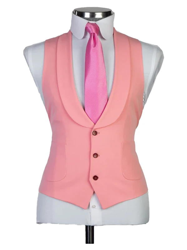 Pink Three Pieces Peaked Lapel Prom Suits