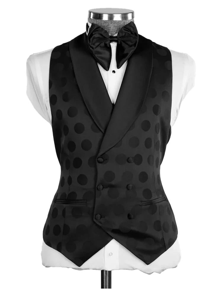 Black Dot Pattern Slim Fit Shawl Lapel 3 Piece Suit