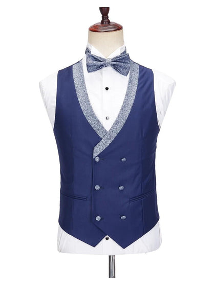 Blue Peak Lapel 3 Piece Prom Suit