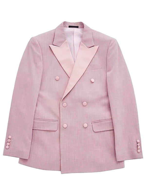 Pink Peak Lapel Double Breasted Prom 2 Piece Suit