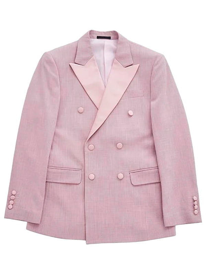 Pink Peak Lapel Double Breasted Prom 2 Piece Suit