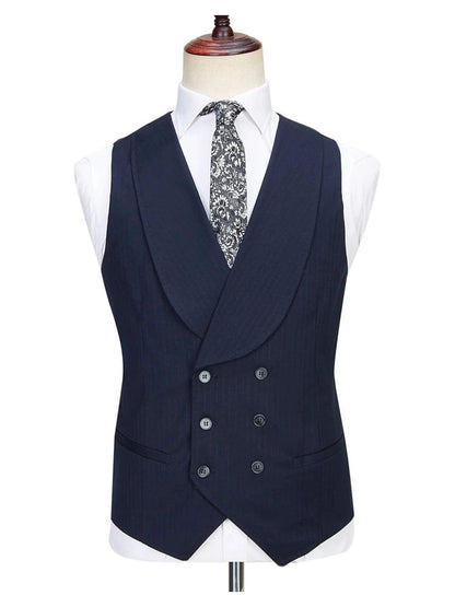 Dark Blue Pinstripe Slim Fit 3 Piece Suit