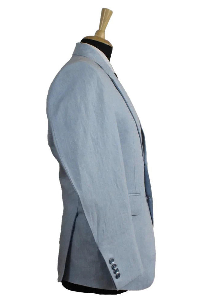Light Blue Notch Lapel Single Breasted Suit