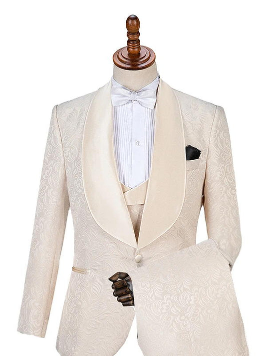 Champagne 3 Pieces Jacquard Bespoke Tuxedo