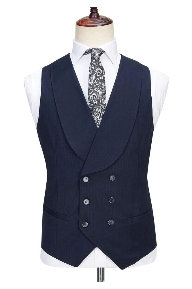 Dark Blue Pinstripe Slim Fit 3 Piece Suit
