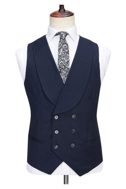 Dark Blue Pinstripe Slim Fit 3 Piece Suit