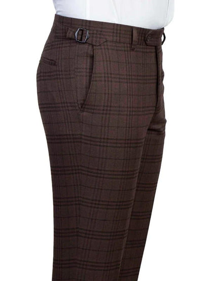Brown Plaid Peak Lapel Single Breasted 3 Pieces Suits