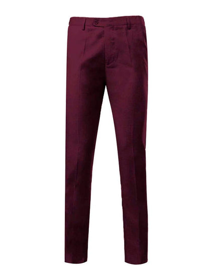 Burgundy Single Breasted Groom Wedding 3 Piece Suit