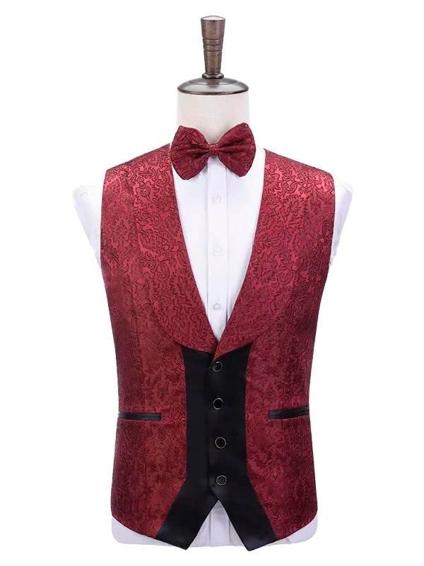 Burgundy Peak Lapel Wedding Man's 3 Piece Suit