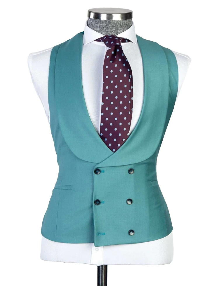 Green Peaked Lapel 3 Pieces Men Suits