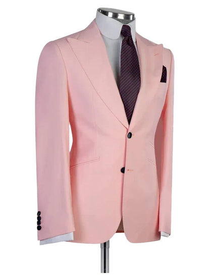 Light Pink Peaked Lapel 3 Pieces Men Suits