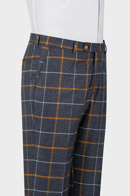 Windowpane One-button 2-piece Suit in Gray