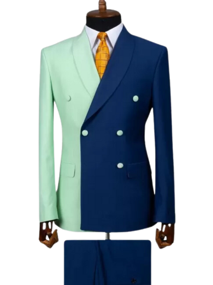 2 Piece Double Breasted Peak Lapel Men Suits Green/Red/Orange